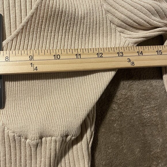 NWT Fashion Nova Bodysuit Womens Sz Large Ribbed Corinna Beige Tan Knit Long Slv - Picture 9 of 9